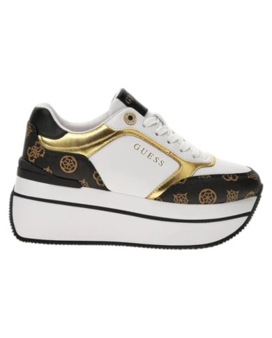 Sneakers Guess Donna Camrio Platform 4G Logo Peony Leather White Brown Gold