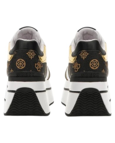 Sneakers Guess Donna Camrio Platform 4G Logo Peony Leather White Brown Gold