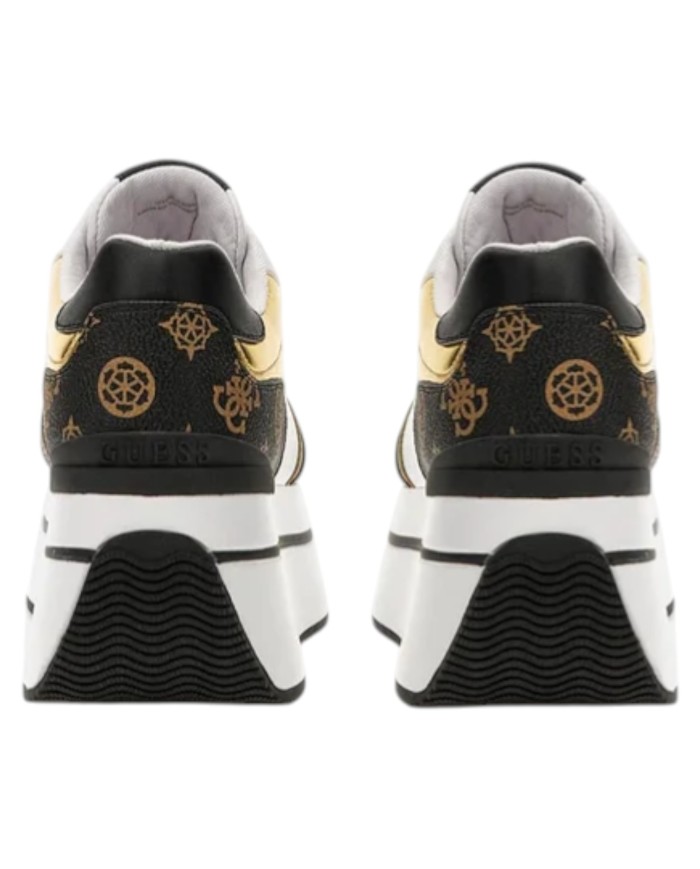 Sneakers Guess Donna Camrio Platform 4G Logo Peony Leather White Brown Gold