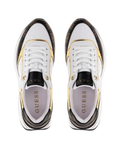 Sneakers Guess Donna Camrio Platform 4G Logo Peony Leather White Brown Gold