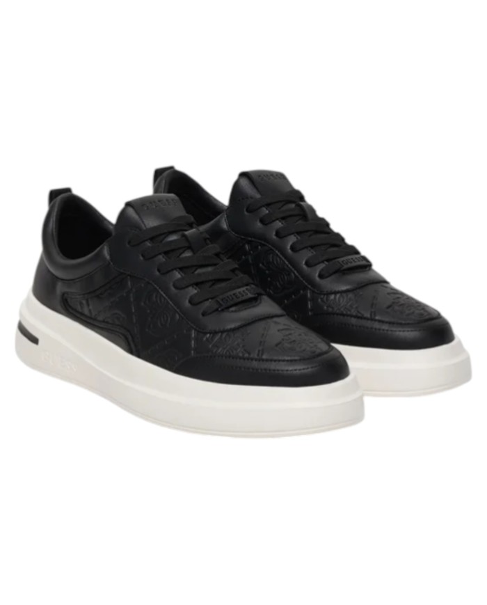 Sneakers Guess Uomo Elbano 4G Logo Impresso Leather Black