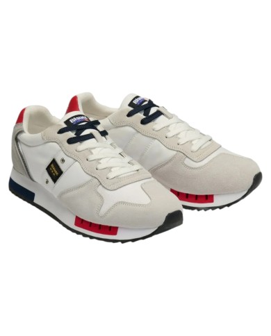 Sneakers Uomo Blauer Queens01 Leather White Red Navy