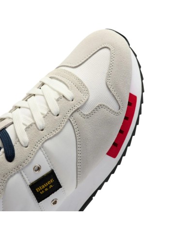 Sneakers Uomo Blauer Queens01 Leather White Red Navy