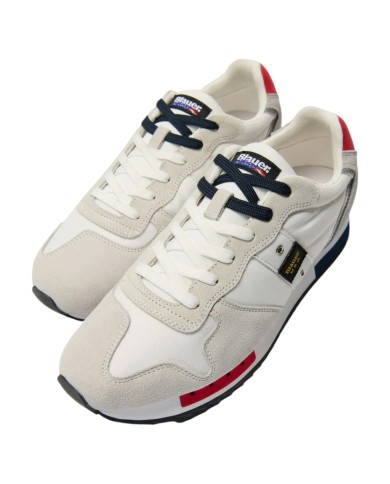 Sneakers Uomo Blauer Queens01 Leather White Red Navy