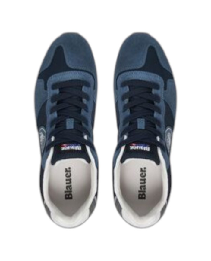 Sneakers Uomo Blauer Queens05 Leather Navy Grey