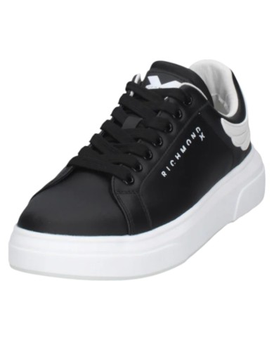 Sneaker Uomo John Richmond 31014 Action Leather New Logo Leather Black White