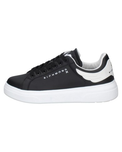 Sneaker Uomo John Richmond 31014 Action Leather New Logo Leather Black White