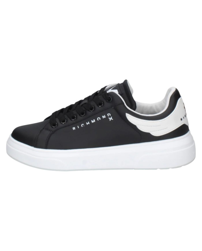 Sneaker Uomo John Richmond 31014 Action Leather New Logo Leather Black White