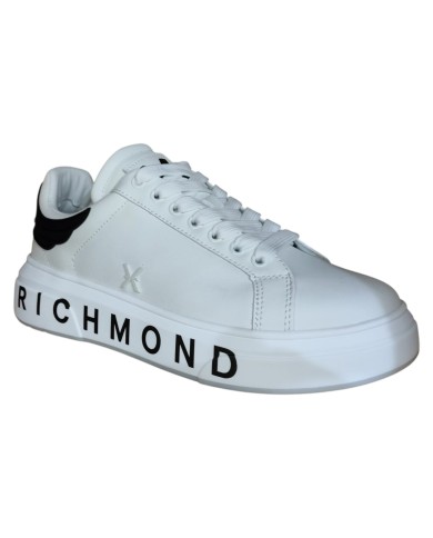 Sneaker Uomo John Richmond 31016 Action Leather New Logo Leather White Black