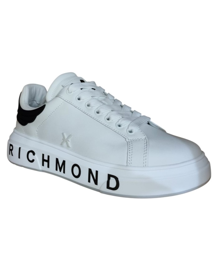 Sneaker Uomo John Richmond 31016 Action Leather New Logo Leather White Black