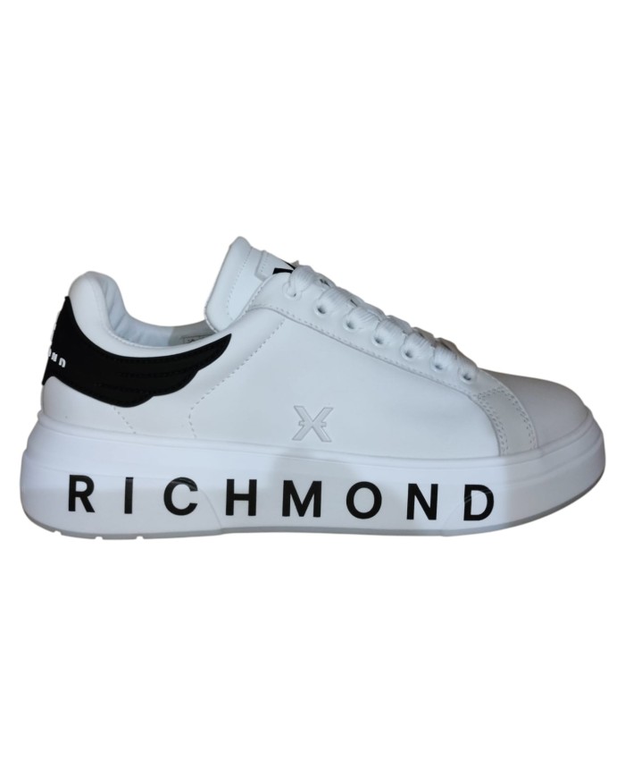 Sneaker Uomo John Richmond 31016 Action Leather New Logo Leather White Black