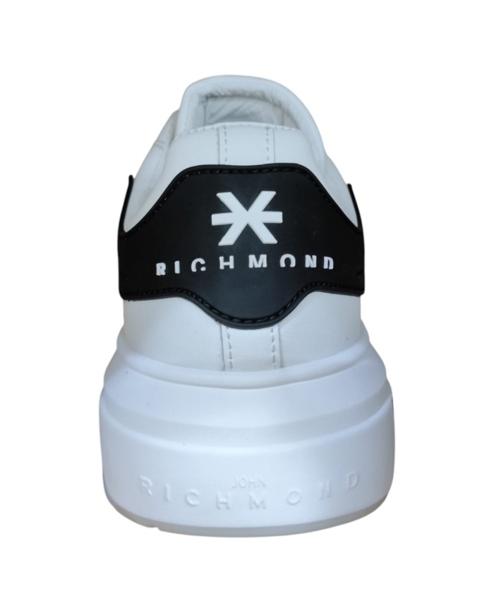 Sneaker Uomo John Richmond 31016 Action Leather New Logo Leather White Black