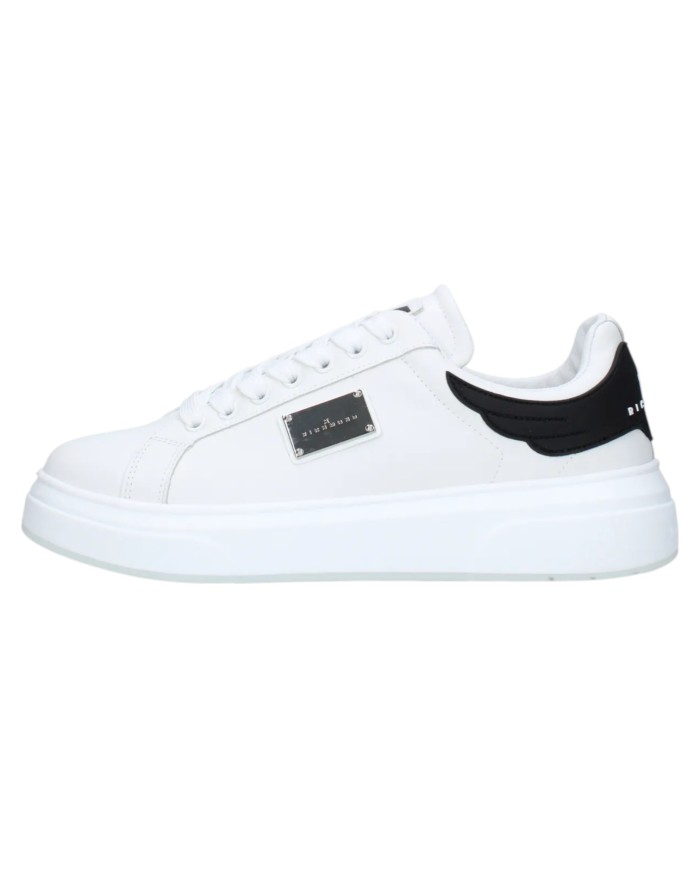 Sneaker Uomo John Richmond 31018 Action Leather New Logo Leather White Black