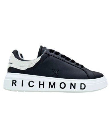 Sneaker Uomo John Richmond 31016 Action Leather New Logo Leather Black White