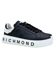 Sneaker Uomo John Richmond 31016 Action Leather New Logo Leather Black White
