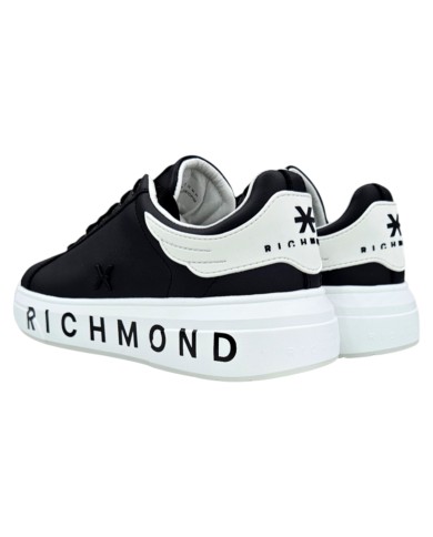 Sneaker Uomo John Richmond 31016 Action Leather New Logo Leather Black White