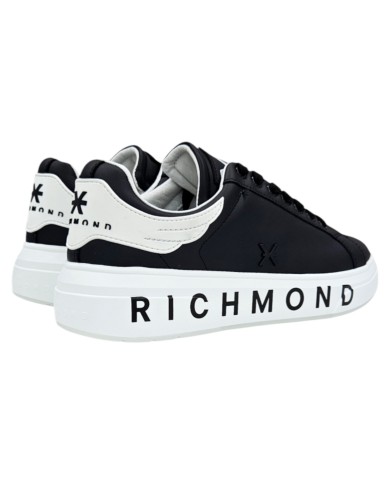 Sneaker Uomo John Richmond 31016 Action Leather New Logo Leather Black White
