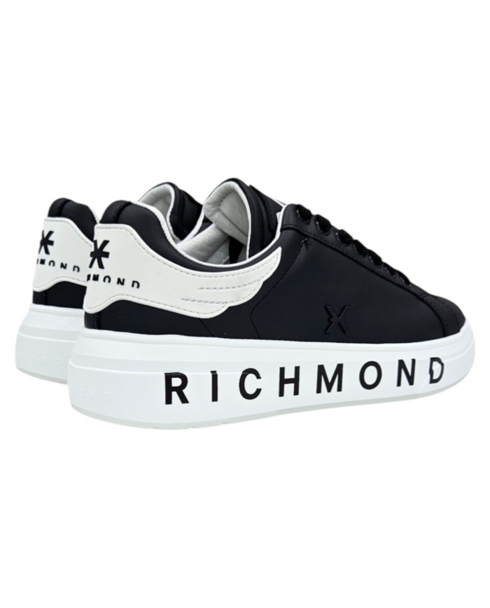 Sneaker Uomo John Richmond 31016 Action Leather New Logo Leather Black White