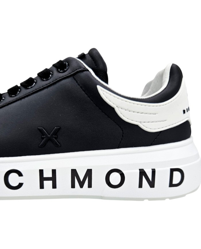 Sneaker Uomo John Richmond 31016 Action Leather New Logo Leather Black White
