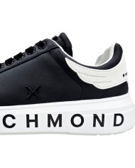 Sneaker Uomo John Richmond 31016 Action Leather New Logo Leather Black White