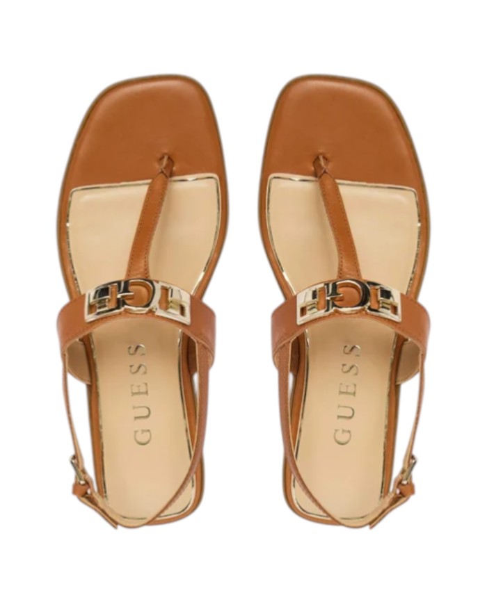 Sandali Guess Donna Ramiry G Logo Leather Brown Cognac