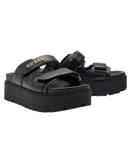 Sandalo Donna Guess Ciabatta Faxon Guess Logo Doppio Strap Leather Black