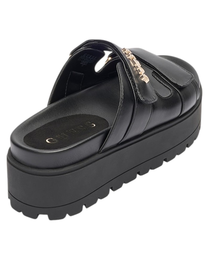 Sandalo Donna Guess Ciabatta Faxon Guess Logo Doppio Strap Leather Black