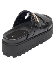 Sandalo Donna Guess Ciabatta Faxon Guess Logo Doppio Strap Leather Black