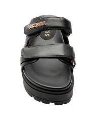 Sandalo Donna Guess Ciabatta Faxon Guess Logo Doppio Strap Leather Black