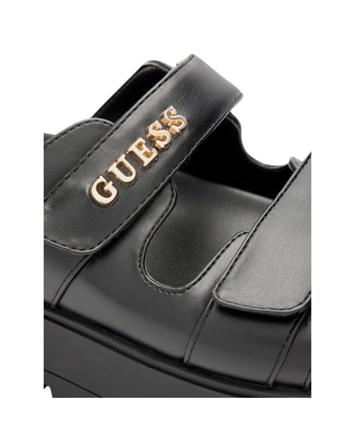 Sandalo Donna Guess Ciabatta Faxon Guess Logo Doppio Strap Leather Black