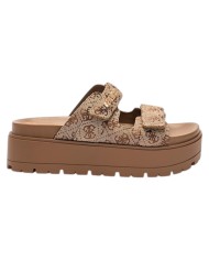 Sandalo Donna Guess Ciabatta Faxon 4G Logo Doppio Strap Beige