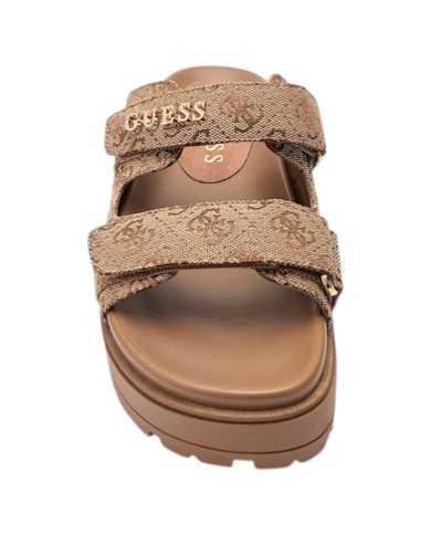 Sandalo Donna Guess Ciabatta Faxon 4G Logo Doppio Strap Beige
