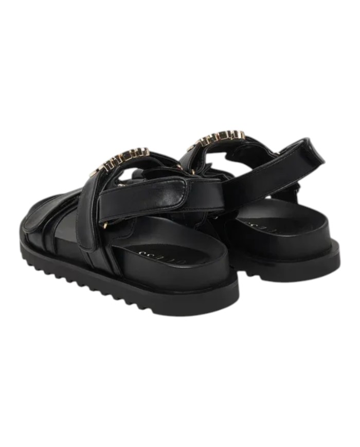 Sandalo Donna Guess Fabelis Guess Logo Doppio Strap Leather Black