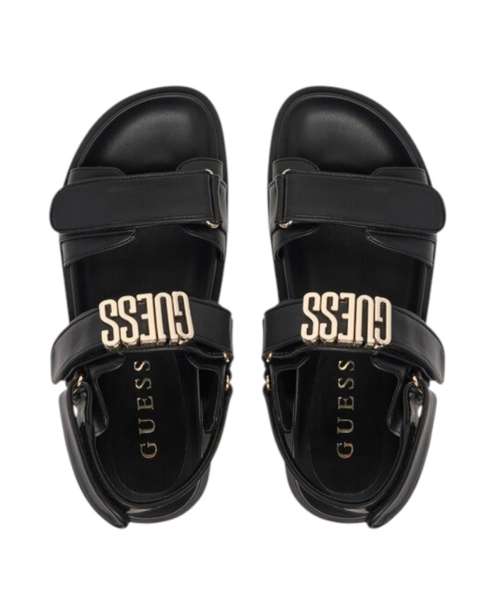Sandalo Donna Guess Fabelis Guess Logo Doppio Strap Leather Black
