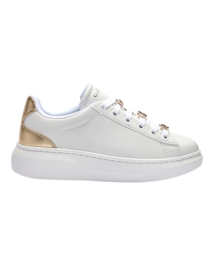 Sneakers Donna Guess Fionia Charme Logo Leather White Platinum