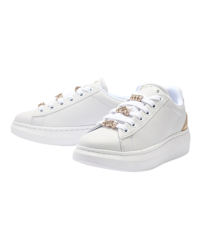 Sneakers Donna Guess Fionia Charme Logo Leather White Platinum