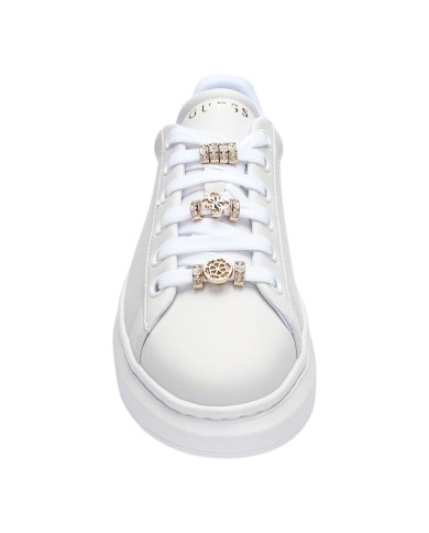 Sneakers Donna Guess Fionia Charme Logo Leather White Platinum