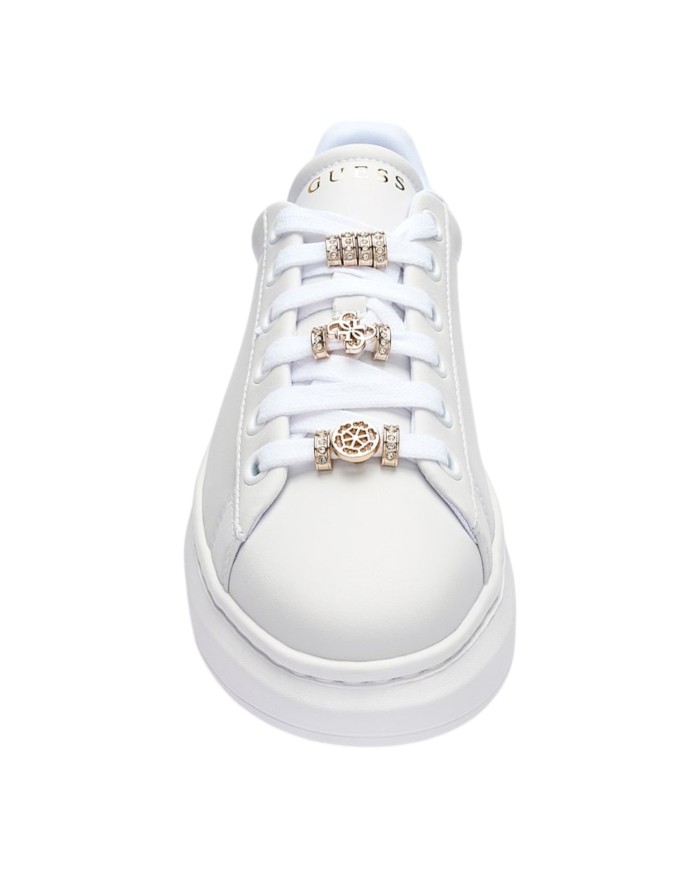 Sneakers Donna Guess Fionia Charme Logo Leather White Platinum