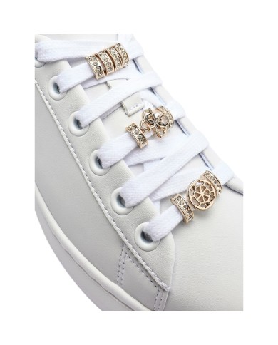 Sneakers Donna Guess Fionia Charme Logo Leather White Platinum