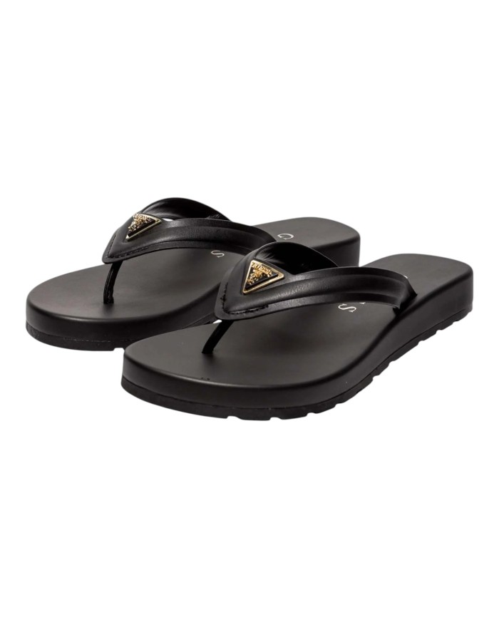 Ciabatta Guess Donna Candry Infradito Triangle Logo Leather Black