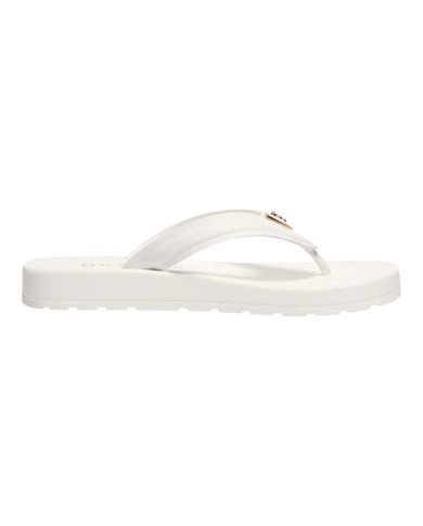 Ciabatta Guess Donna Candry Infradito Triangle Logo Leather White