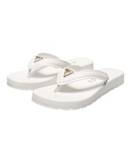 Ciabatta Guess Donna Candry Infradito Triangle Logo Leather White