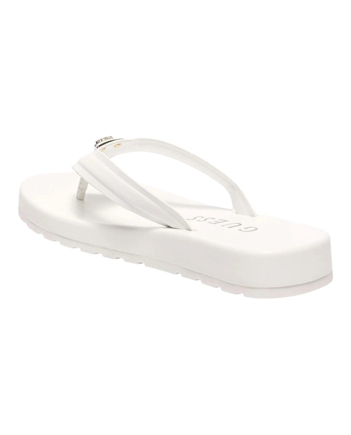 Ciabatta Guess Donna Candry Infradito Triangle Logo Leather White