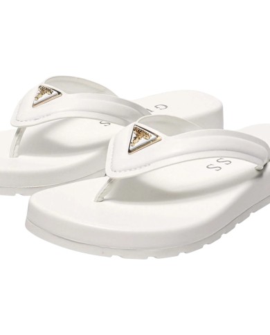 Ciabatta Guess Donna Candry Infradito Triangle Logo Leather White