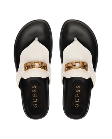 Ciabatta Guess Donna Farron Infradito G Logo Leather White