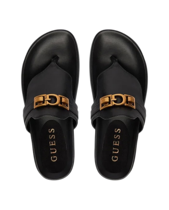 Ciabatta Guess Donna Farron Infradito G Logo Leather Black