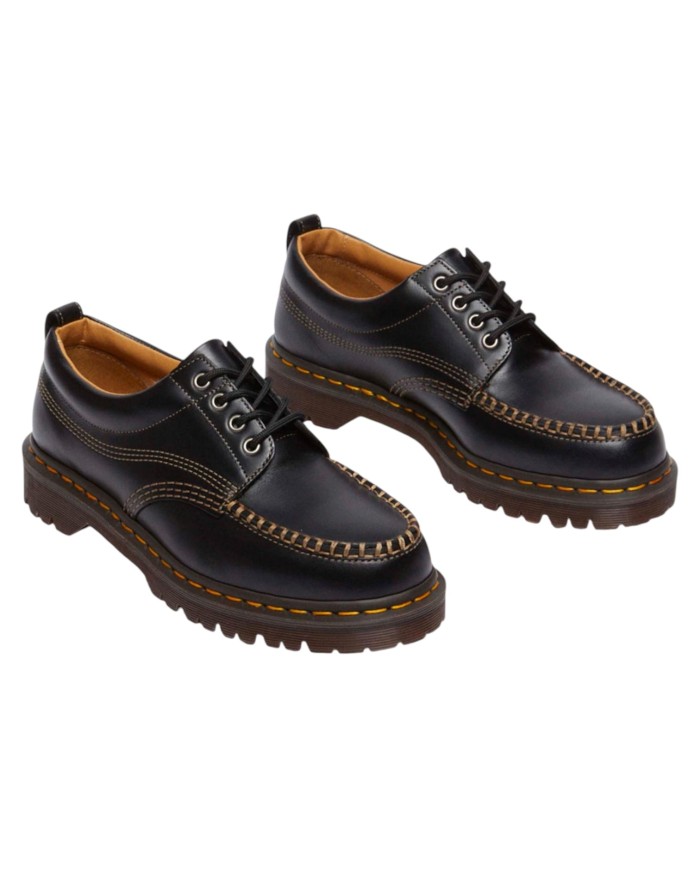 Scarpa Uomo Unisex Donna Dr Martens Analine Lowell Moc Toe in Pelle Black