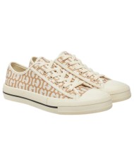 Sneaker Donna Guess Carey G Logo All Over Sneaker Bassa Taupe Gold