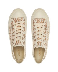 Sneaker Donna Guess Carey G Logo All Over Sneaker Bassa Taupe Gold