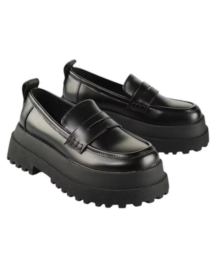 Mocassino Donna Buffalo Slip On Pluto Loafer Vegan Box nero